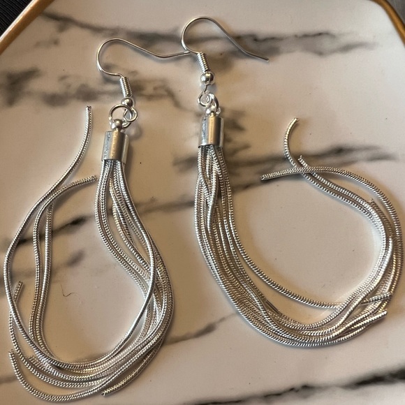Pretty New Silver Tassel Earrings - Picture 4 of 5